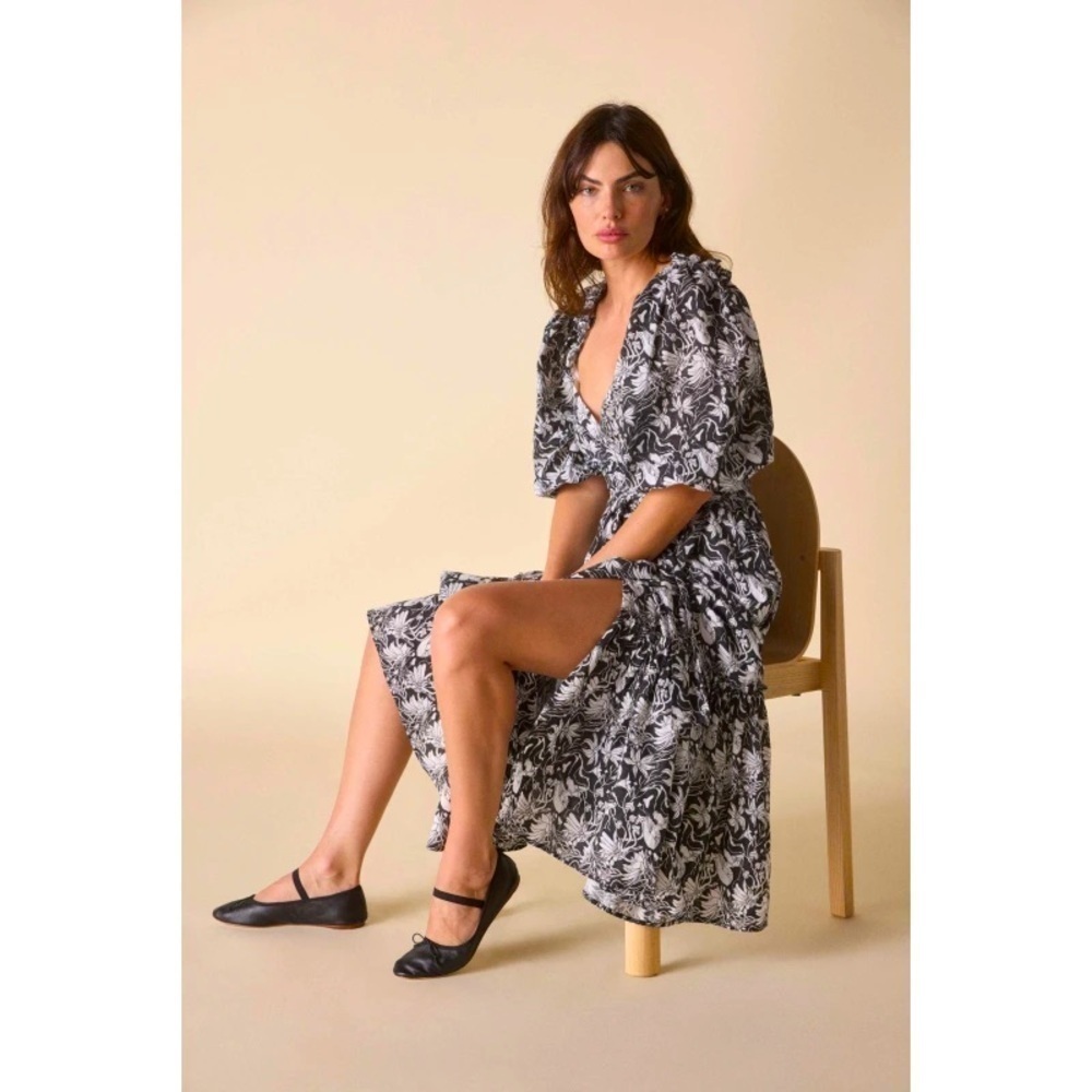 NWT ST. ROCHE Romaine Wrap Dress Black White 2